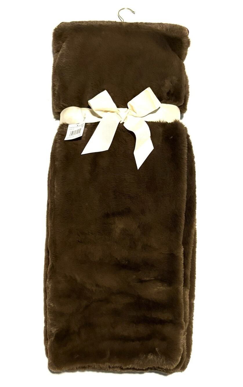 Magaschoni Faux Fur Throw Blanket Chocolate Coffee Brown 50x70" Heavyweight